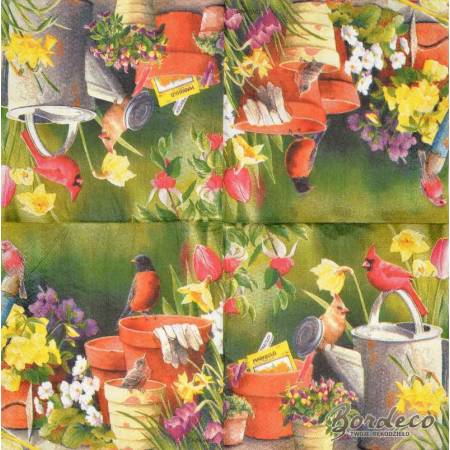 Serwetka decoupage seria AHA ptaszki w ogrodzie 33x33cm